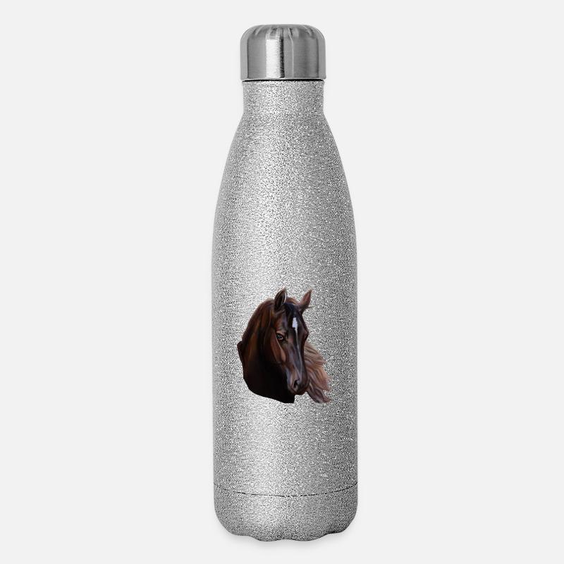 cheval - Gourde isotherme pailletée 500 ml - paillettes argentées