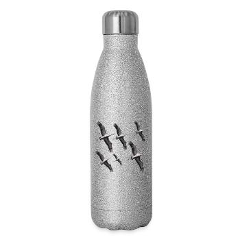 Bird migration cranes - Glitter Thermal Bottle 500 ml - silver glitter - Right