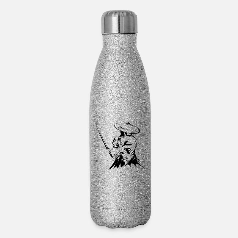 Samurai Sword Fighter présente un cadeau œuvre d’art - Gourde isotherme pailletée 500 ml - paillettes argentées