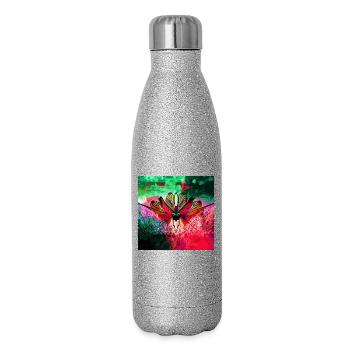 Farbexplosiver Schmetterling Naturkunst - Glitzer Isolierflasche 500 ml - Silber Glitzer - Rechts