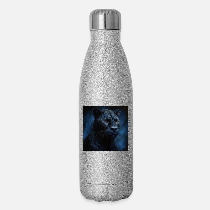 Midnight Panther in Blue Mist - Glitter Thermal Bottle 500 ml - silver glitter
