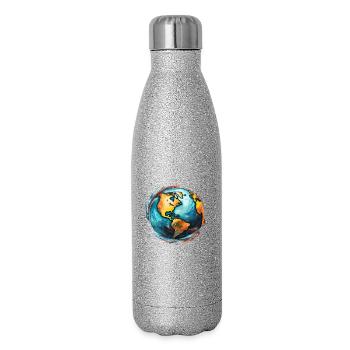 Globe en mouvement - Gourde isotherme pailletée 500 ml - paillettes argentées - Droite