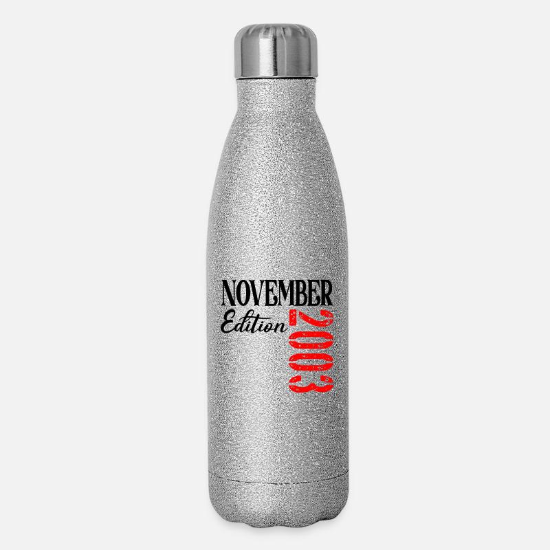 23. Geburtstag - Dreiundzwanzig Edition 2003 - Glitzer Isolierflasche 500 ml - Silber Glitzer