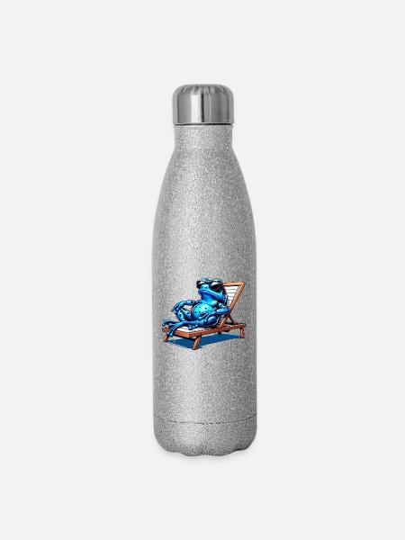 Pfeilgiftfrosch Frosch Design - Glitzer Isolierflasche 500 ml - Silber Glitzer