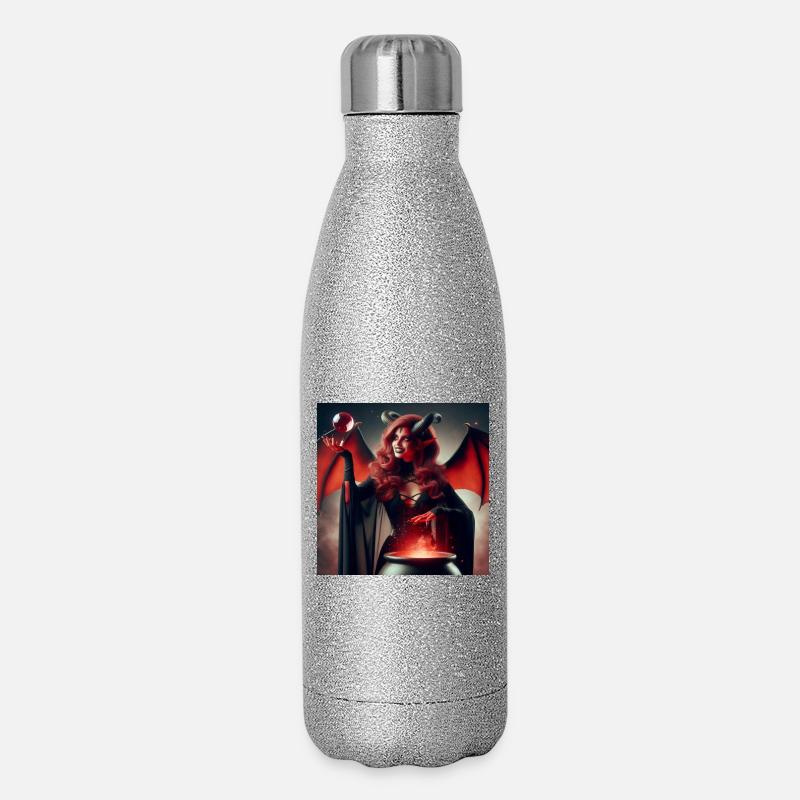 Teufelin - Glitzer Isolierflasche 500 ml - Silber Glitzer