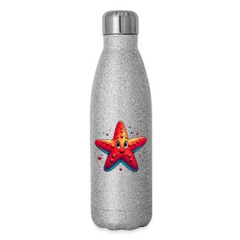 Étoile de mer - Gourde isotherme pailletée 500 ml - paillettes argentées - Droite