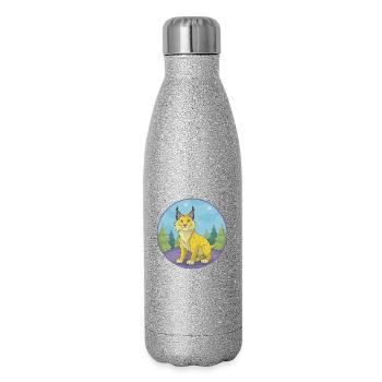 Luchs Niedliche Kawaii Cartoon Clipart Tier Haustier - Glitzer Isolierflasche 500 ml - Silber Glitzer - Rechts
