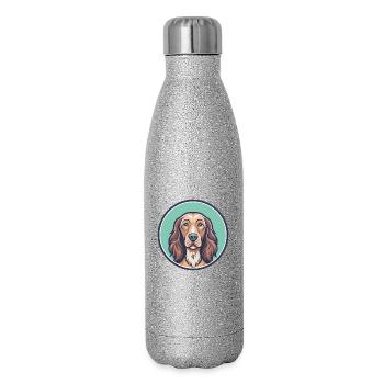 Irischer Setter Hund Rasse Cartoon Kawaii Clipart Haustier - Glitzer Isolierflasche 500 ml - Silber Glitzer - Rechts