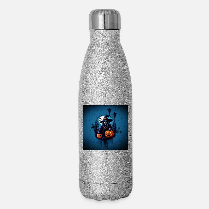 A spooky Halloween scene - Glitter Thermal Bottle 500 ml - silver glitter