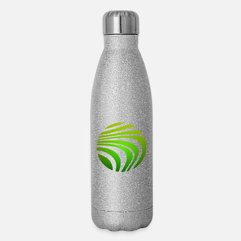 Psychedelic Pattern Green Gradient - Glitter Thermal Bottle 500 ml - silver glitter