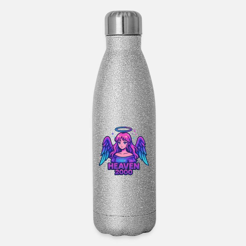 Himmlisches Engel-Design - Glitzer Isolierflasche 500 ml - Silber Glitzer