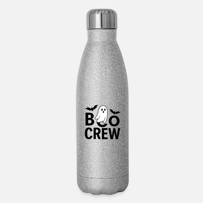 Halloween design with ghost and bats - Glitter Thermal Bottle 500 ml - silver glitter