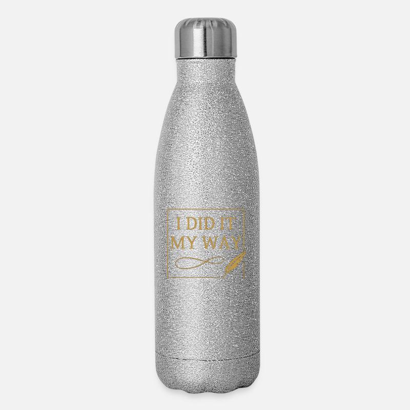 I Did It My Way – Elegant Quote Design ✨🖋️ - Glitzer Isolierflasche 500 ml - Silber Glitzer