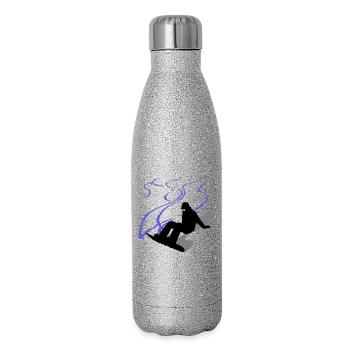 Snowboard - Glitzer Isolierflasche 500 ml - Silber Glitzer - Rechts