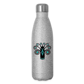Bird graphic - Glitter Thermal Bottle 500 ml - silver glitter - Right