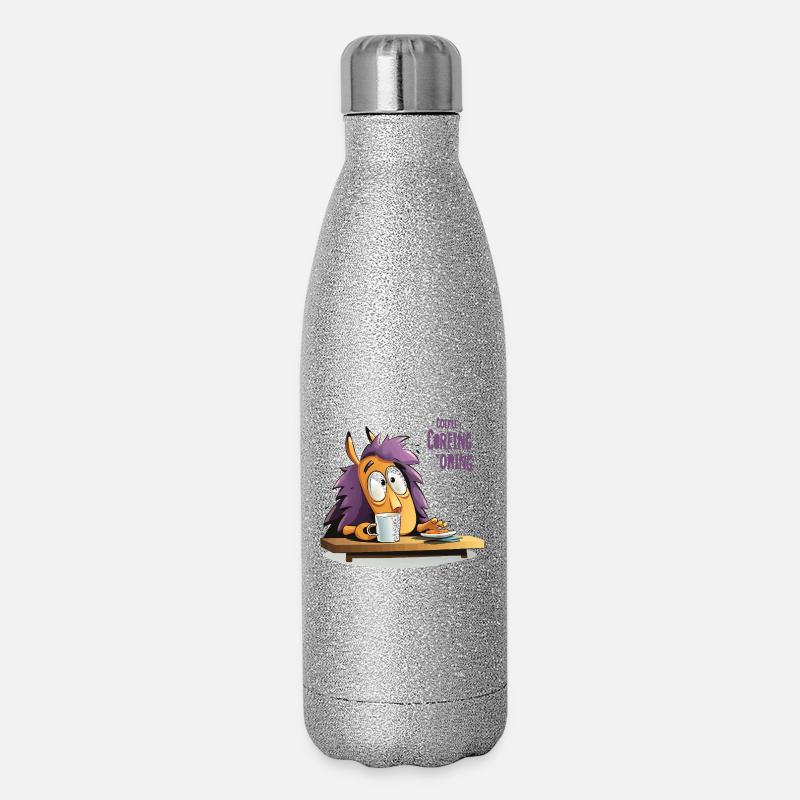 Hérisson au café le matin - Gourde isotherme pailletée 500 ml - paillettes argentées