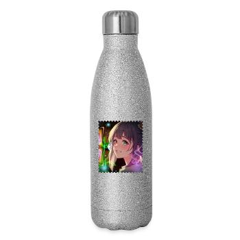 Magische Neontraumheldin - Glitzer Isolierflasche 500 ml - Silber Glitzer - Rechts