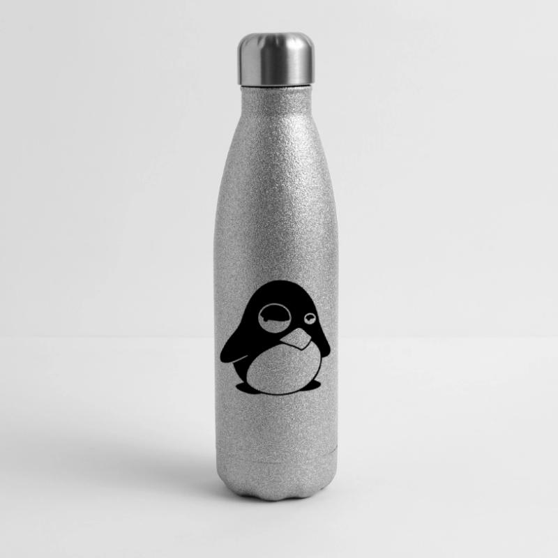 Grumpy Tux – Funny Linux Penguin for Nerds Glitter Thermal Bottle 500 ml