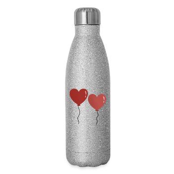 Twin Hearts Ballons - Glitzer Isolierflasche 500 ml - Silber Glitzer - Rechts