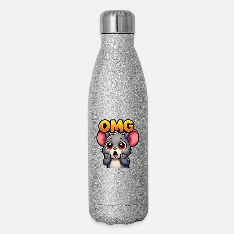 OMG Mouse - Glitter Thermal Bottle 500 ml - silver glitter