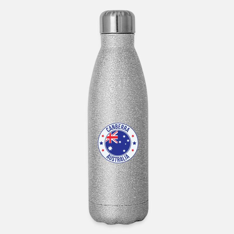 Canberra Australia Emblem - Glitter Thermal Bottle 500 ml - silver glitter