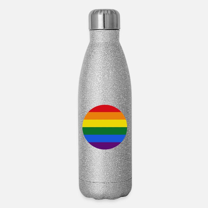 Schwulenflagge - Glitzer Isolierflasche 500 ml - Silber Glitzer