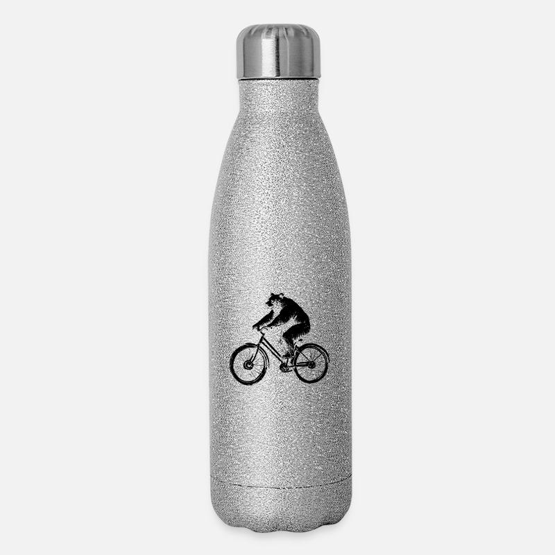 Fahrrad Bär - Glitzer Isolierflasche 500 ml - Silber Glitzer