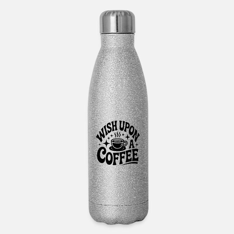 Wünsch dir Kaffeezauber - Glitzer Isolierflasche 500 ml - Silber Glitzer