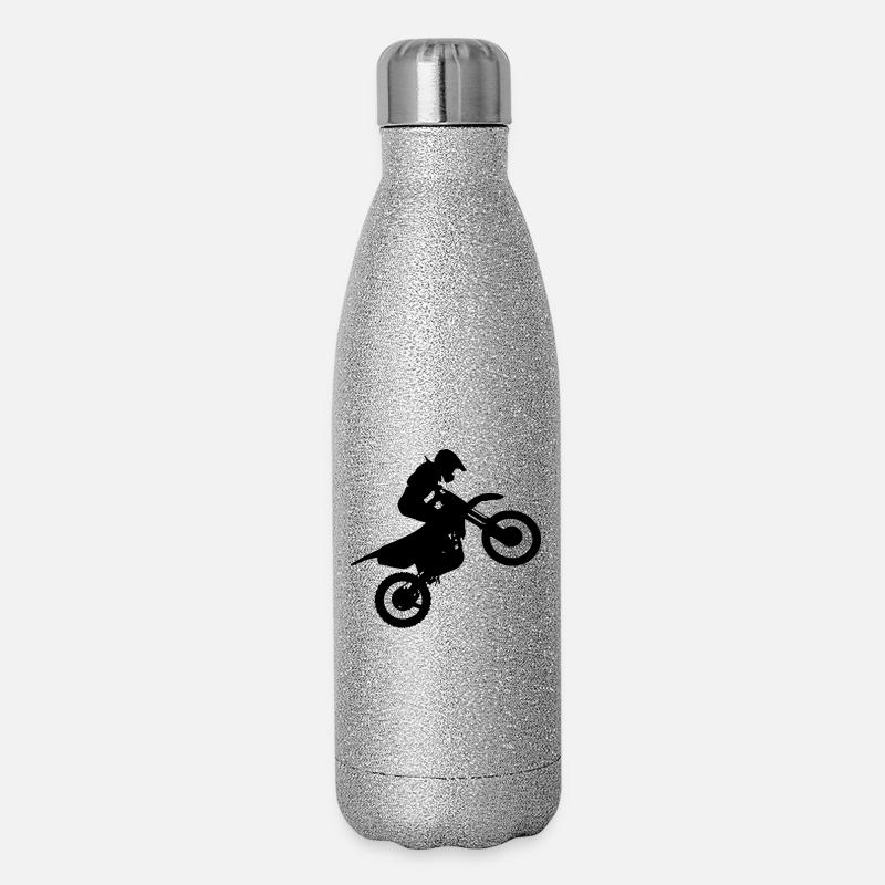 Motocross rider image # - Glitter Thermal Bottle 500 ml - silver glitter
