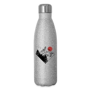 Silhouette des Gipfels der roten Sonne - Glitzer Isolierflasche 500 ml - Silber Glitzer - Rechts