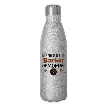 Stolze French Water Dog Mutter, Barbet - Glitzer Isolierflasche 500 ml - Silber Glitzer - Rechts