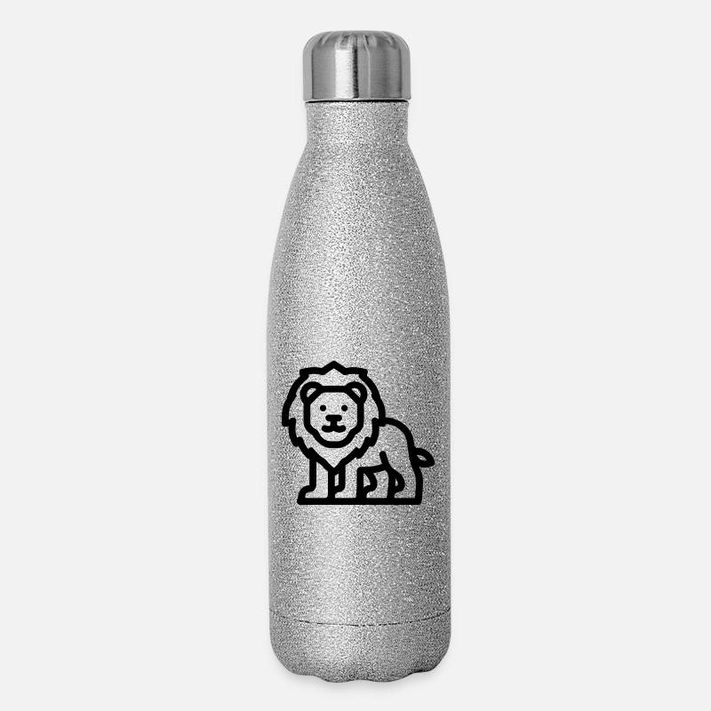 Löwe - Glitzer Isolierflasche 500 ml - Silber Glitzer