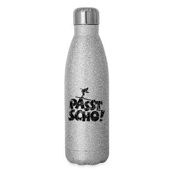 Passt Scho! Après-Ski Wintersport - Glitzer Isolierflasche 500 ml - Silber Glitzer - Rechts