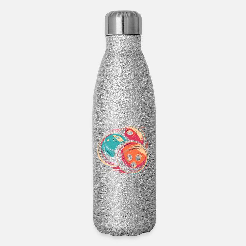 Bowlingkugeln Synthwave - Glitzer Isolierflasche 500 ml - Silber Glitzer