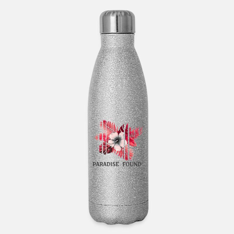 Paradise Found Hibiskus - Glitzer Isolierflasche 500 ml - Silber Glitzer