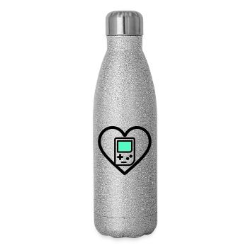 Retro Heart – Retro Handheld Console - Glitter Thermal Bottle 500 ml - silver glitter - Right