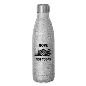 Grummelige Katze Nein Nicht heute Humor Lustige Katze - Glitzer Isolierflasche 500 ml - Silber Glitzer - Rechts