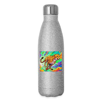 guépard - Gourde isotherme pailletée 500 ml - paillettes argentées - Droite