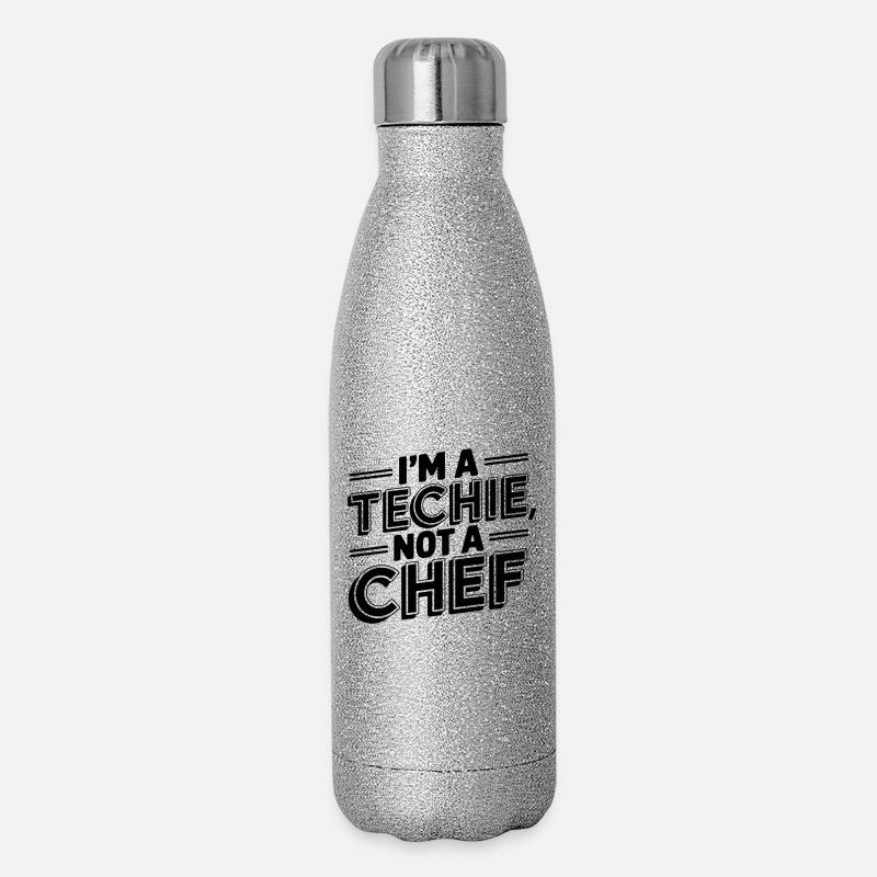 Techie, kein Koch Nerd Geek Techniker ITler - Glitzer Isolierflasche 500 ml - Silber Glitzer