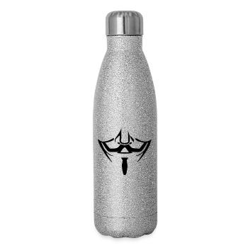 Anonymous Maske - Glitzer Isolierflasche 500 ml - Silber Glitzer - Rechts
