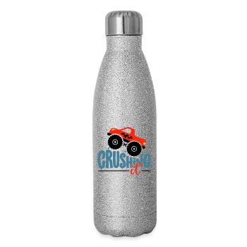 Crushing It Hotrod Grafik - Glitzer Isolierflasche 500 ml - Silber Glitzer - Rechts