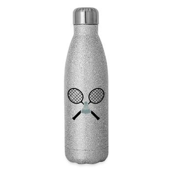 Badminton Logo – Crossed Rackets & Badminton - Glitter Thermal Bottle 500 ml - silver glitter - Right