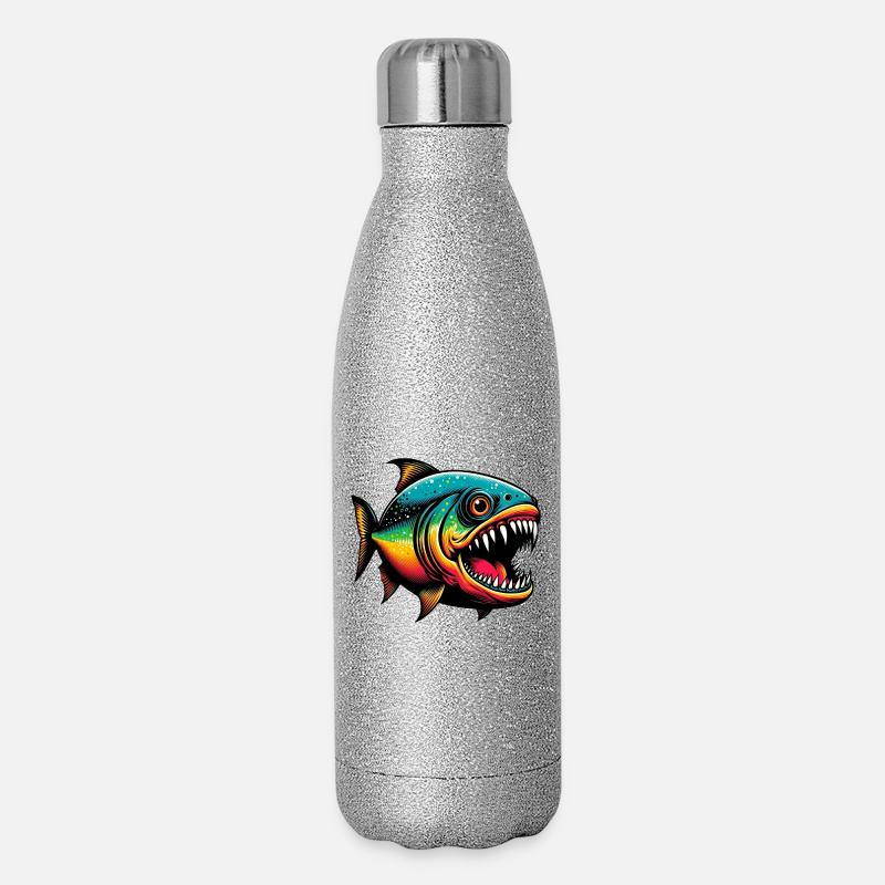 Piranha - Glitzer Isolierflasche 500 ml - Silber Glitzer