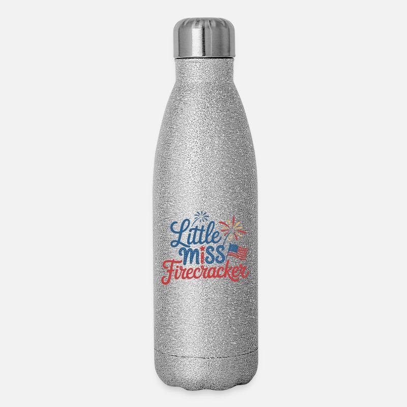 Little Miss Firecracker - Glitzer Isolierflasche 500 ml - Silber Glitzer