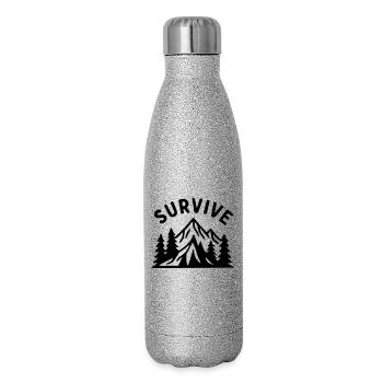 Überleben - Natur - Glitzer Isolierflasche 500 ml - Silber Glitzer - Rechts
