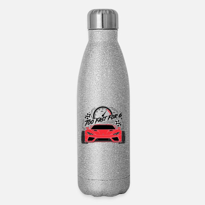 Trop rapide pour 6 voitures de course rouges - Gourde isotherme pailletée 500 ml - paillettes argentées