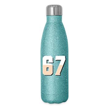 6 7 – Trendy minimalist text design, - Glitter Thermal Bottle 500 ml - blue glitter - Right