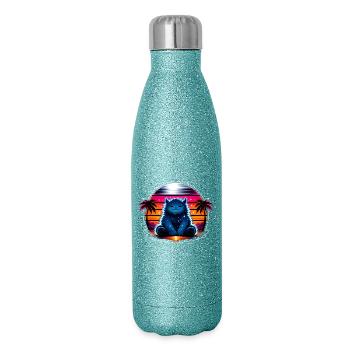 Cuddly kitten in the neon cosmos - Glitter Thermal Bottle 500 ml - blue glitter - Right