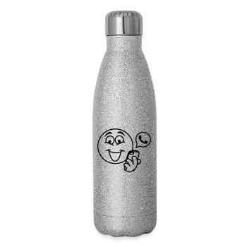Stick head with a phone and pop-up text berich - Glitter Thermal Bottle 500 ml - silver glitter - Right