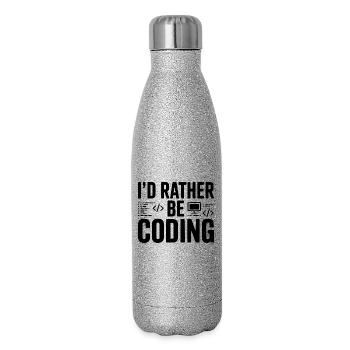 I'd Rather Be Coding - Glitter Thermal Bottle 500 ml - silver glitter - Right